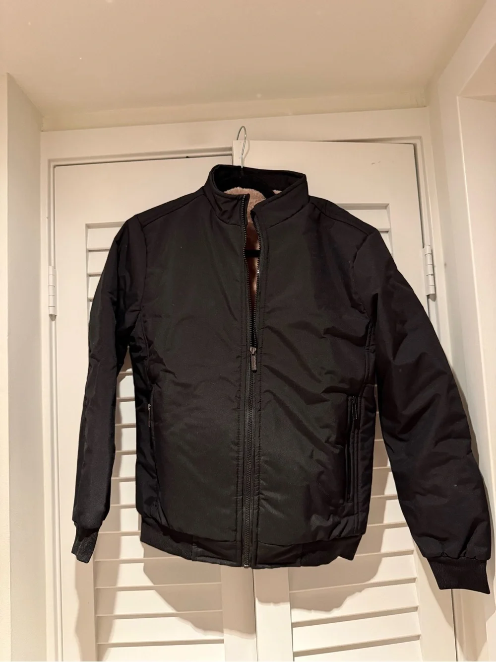 United Gentleman Eversley Men's Black Bomber Jacket with Brown Fleece‎ Lining